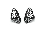 Black Leaf Ring, Oxidized Black Brass Adjustable Leaf Rings N0030 S645