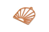 Copper Sun Charm, 6 Raw Copper Sun Charms With 1 Loop, Earring Findings (18x15x0.80mm) SMP2795