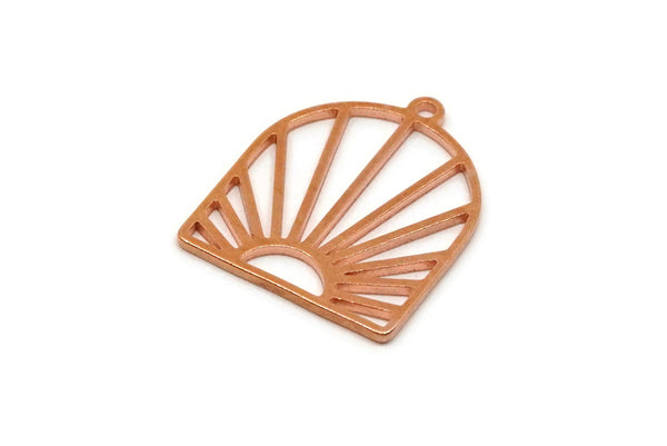 Copper Sun Charm, 6 Raw Copper Sun Charms With 1 Loop, Earring Findings (18x15x0.80mm) SMP2795