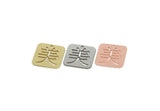Chinese Kanji Beauty Charm, Brass/Steel/Copper Square Shaped Mei Character Pendants With 1 Hole, Asian Symbol Jewelry (20x20x0.80mm) SMP3261