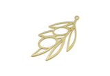 Brass Leaf Charm, 4 Raw Brass Olive Branch Charms With 1 Loop, Charm Pendants (40x21x0.60mm) SMP3043