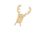 Brass Deer Charm, 24 Raw Brass Deer Charms, Findings (25x15x0.60mm) SMP2958