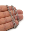 Silver Rolo Chain, Antique Silver Plated Brass Rolo Link Belcher Chain (3mm) MB 8-19 Z135