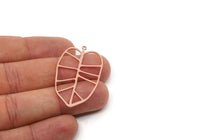 Copper Leaf Charm, 2 Pieces Raw Copper Leaf Charms With 1 Loop, Earring Charms, Findings (43x25x0.80mm) SMP2844