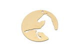 Brass Round Charm, 6 Raw Brass Horse Patterned Charms With 1 Hole, For Jewelry Making (28x0.60mm) SMP3003