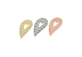 Custom Drop Charms for Jewelry Making, Personalized Brass, Copper, Stainless Steel Heart Pendant With 14 Hole (25x12mm) SMP3157