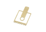 Brass Square Pendant, Raw Brass Square Dangle Charms With 1 Hole And 7 Loops, Geometric Findings (35x22x0.60mm) SMP3301