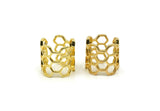 Gold Honeycomb Ring, Gold Plated Brass Adjustable Honeycomb Rings N0014 Q0413