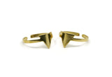 Brass Triangle Ring, 6 Raw Brass Adjustable Geometric Triangle Rings N0019