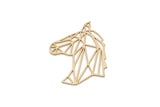 Brass Horse Charm, 4 Raw Brass Horse Charms, For Jewelry Making (31x23x0.60mm) SMP3001