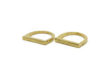Brass D Ring, 2 Raw Brass Hammered D Shape Rings (17mm) N0163