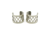 Silver Boho Ring, 2 Antique Silver Plated Brass Adjustable Ring Settings - 16-17mm / 23 Gauge Mn25 H0516