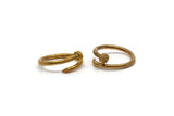 Brass Nail Ring, 2 Raw Brass Adjustable Nail Rings - (15mm) D0433