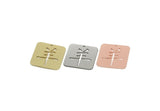 Chinese Goat Zodiac, Brass/Steel/Copper Geometric Shaped Yang Character Charms With 1 Hole, Year Of The Sheep Charms (25x25x0.80mm) SMP3260