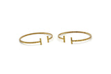 T Bar Bracelet, Raw Brass Wire T Bar Bracelet Bangle Cuff E307