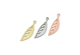 Custom Leaf Charms for Jewelry Making, Personalized Brass, Copper, Stainless Steel Plant Pendant with 1 Loop, Nature (25x7mm) SMP3237
