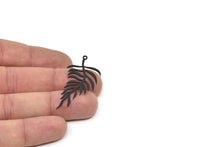 Black Leaf Charm, 6 Oxidized Black Brass Branch Charms With 1 Loop, Charm Pendants (47x21x0.60mm) A3437 Q0202