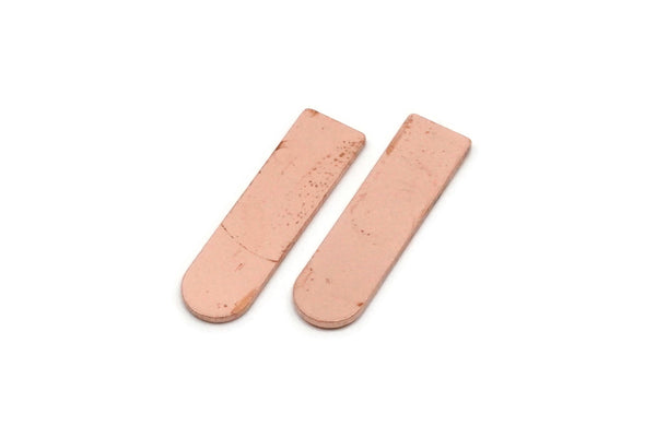 Copper D Blank, 8 Raw Copper D Shaped Blanks, Earring Findings (22x6x0.80mm) SMP2926 SY0370