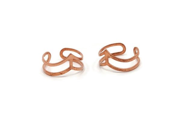 Copper Chevron Ring, 4 Raw Copper Chevron Adjustable Ring Setting - 16-17mm / 23 Gauge Mn82