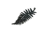 Black Leaf Charm, 6 Oxidized Black Brass Branch Charms With 1 Loop, Charm Pendants (41x17x0.80mm) SMP1832 SY0338