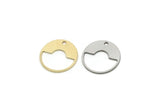Customized Geometric Findings, Raw Brass/Stainless Steel Round Charms With 1 Hole, For Jewelry Making (15.5x0.80mm) SMP3160