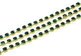 Rhinestone Chain, 1 Meter Emerald Crystal Rhinestone Chain With Brass Frame (6mm) Z077