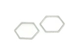Silver Hexagon Charm, 12 Silver Tone Hexagon Rings, Connectors (21x18x1mm) A3342