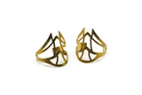 Huge Boho Ring - 5 Huge Raw Brass Adjustable Ring Settings (21x22mm / 23 Gauge) Mn40