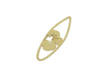 Brass Oval Charm, Raw Brass Flower Charms, Earring Findings, Customized Parts For Jewelry Making (40x12x0.60mm) SMP3201