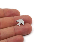 Steel Bird Charm, 4 Pieces Stainless Steel Bird Charms With 2 Holes, Connector Findings, Earring Charms (15x15x0.80mm) SMP2862