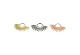 Sun Charm, Raw Brass/Stainless Steel/Raw Copper Sunshine Charms, Pendants, Findings (23x15mm) SMP3356