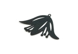 Black Tulip Charm, 4 Oxidized Black Brass Tulip Charms With 1 Loop, Pendant Charms (37x26x0.60mm) A3409