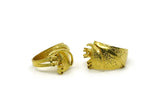 Brass Ring Settings, Raw Brass Claw Rings, Pad Size 4mm And Double Small Pads For 1.5mm Stones N0224