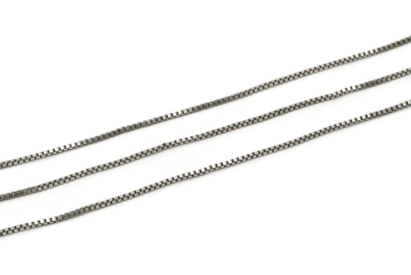 Silver Cube Chain, 1 Meter Antique Silver Plated Brass Cube Chain (1.5mm) MB 8-43
