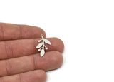 Silver Leaf Charm, 10 Antique Silver Plated Brass Leaf Charms With 1 Loop, Charm Pendants (27x14x0.60mm) A3387