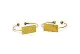 Rectangle Open Cuff, Raw Brass Rectangle Open Bracelets With Ball Ending Cuff BRC250
