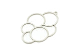 Silver Geometric Charm, 4 Antique Silver Plated Brass Earring Charms, Circle Charms With 1 Loop (35x25x0.80mm) SMP1252 SY0359