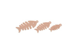 Copper Fish Charm, Raw Copper Fish Bone Charms With 1 Loop, Animal Jewelry, Findings (15/20/25x0.80mm) SMP3321