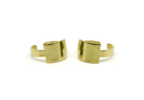 Brass Ring, 2 Raw Brass Adjustable Rectangle Rings N0111