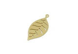 Brass Leaf Charm, Raw Brass Leaf Charms With 1 Loop, Leaf Earrings (30x14x0.60mm) SMP3228