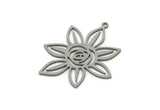 Steel Flower Charm, 6 Stainless Steel Flower Shaped Charms With 1 Loop, Charm Pendants (30x27x0.80mm) SMP3064