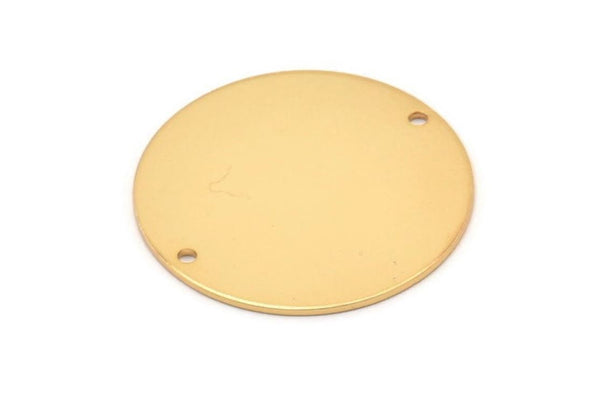 Gold Round Charm, Gold Plated Brass Round Charms With 2 Holes, Connectors (30x0.80mm) M01581