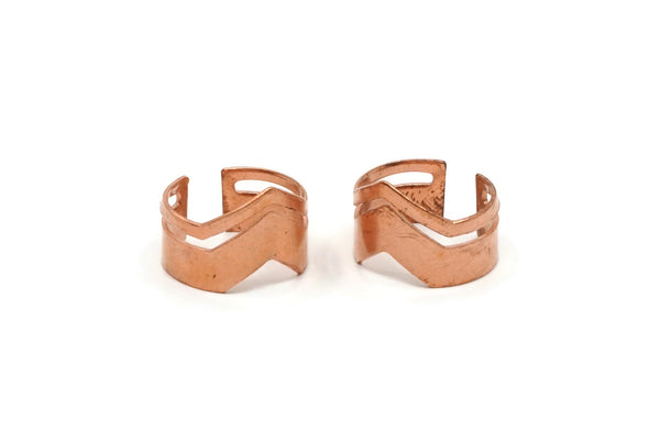 Copper Chevron Ring - 5 Raw Copper Chevron Adjustable Ring Settings - 16-17mm / 23 Gauge Mn90