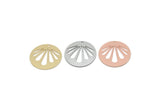 Customized Charm, For Jewelry Making Brass/Steel/Copper Geometric Shaped Flower Charm With 1 Hole, Round Personalized Jewelry (25mm) SMP3192
