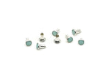 12 Antique Silver Plated Brass Turquoise Crystal Swarovski 6.5mm Rivet Studs Y273