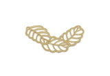 Brass Leaf Charm, Raw Brass Leaf Charms With 2 Loops, Connectors, Bracelet Connector, Necklace Findings (23x40x0.60mm) SMP3310