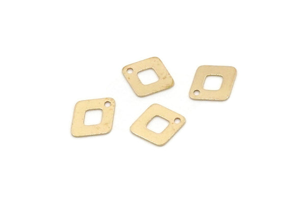 Brass Diamond Charm, 24 Raw Brass Diamond Charms With 1 Hole, Findings (9x7.5x0.40mm) F020
