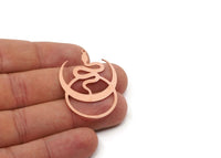 Copper Moon Charm, 2 Pieces Raw Copper Crescent Moon And Snake Shaped Charms With 1 Loop (40x29x0.80mm) SMP2866