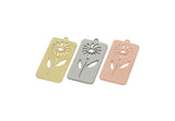 Customized Charm, For Jewelry Making Brass/Steel/Copper Geometric Shaped Flower Charm With 1 Loop, Rectangle Jewelry (25mm) SMP3172