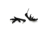 Black Paw Earring, 2 Oxidized Black Brass Bird Paw Stud Earrings (33x15mm) N1078
